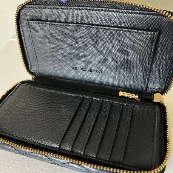 Rebecca Minkoff Black Quilted Zip Up Wallet Wristlet - Picture 5 of 8